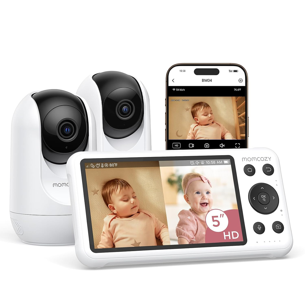 5" 1080P Smart Baby Monitor Camera with WiFi, Night Vision & Cry Detection