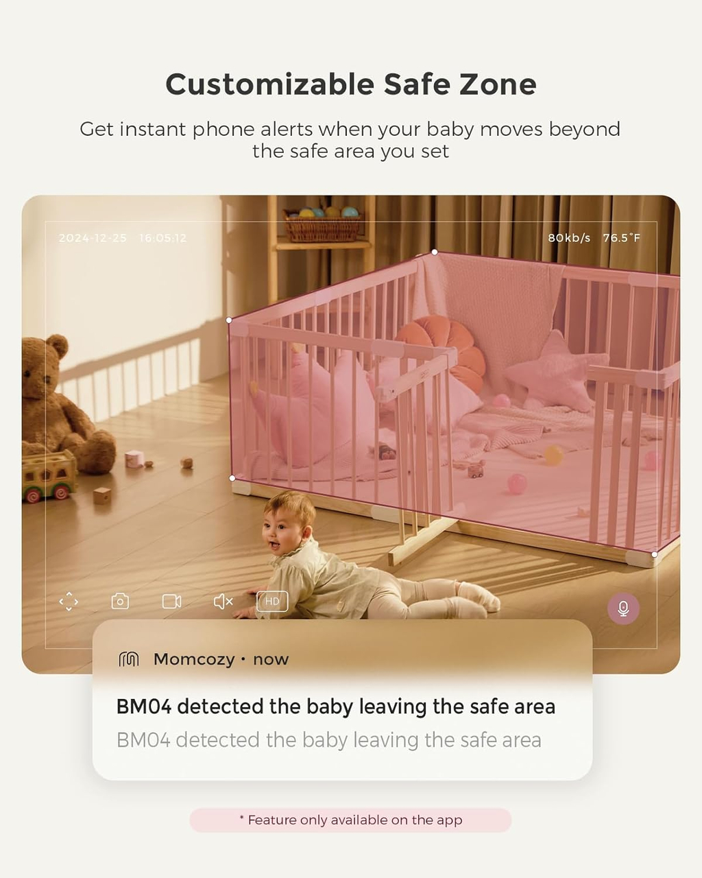 5" 1080P Smart Baby Monitor Camera with WiFi, Night Vision & Cry Detection