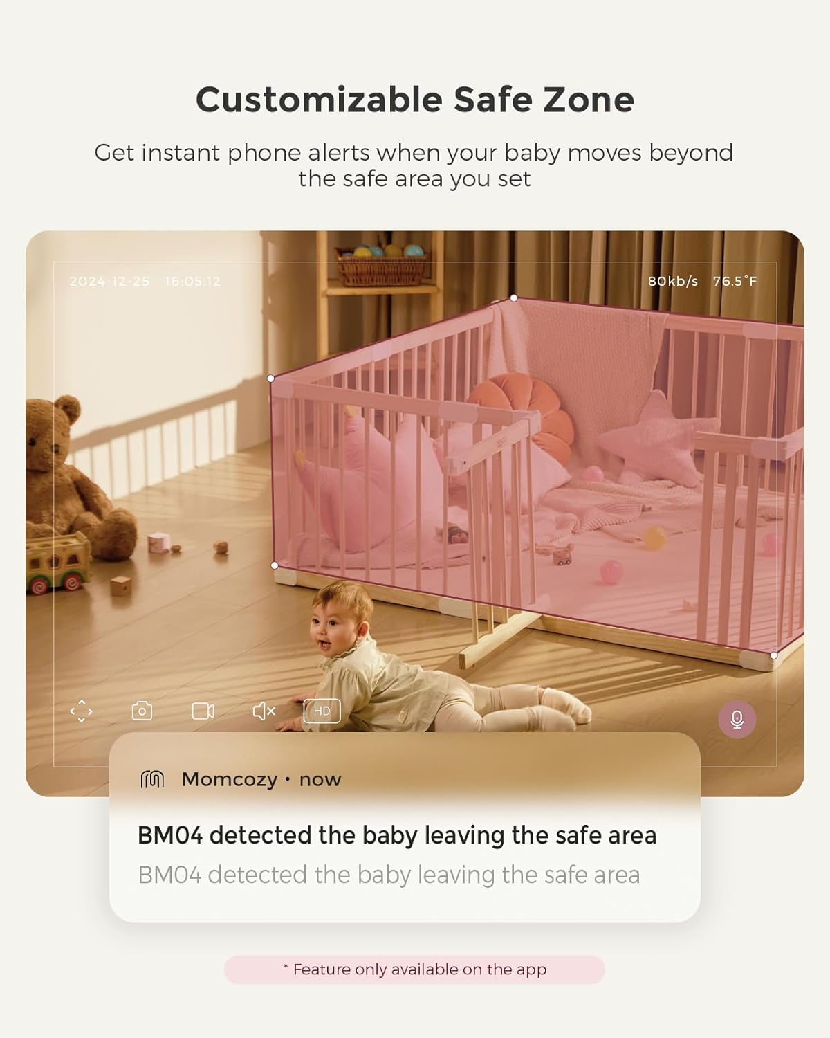 5" 1080P Smart Baby Monitor Camera with WiFi, Night Vision & Cry Detection