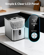 Countertop Nugget Ice Maker, Ready in 7 Mins, 34Lbs/24H Stainless Steel Pebble Pellet Sonic Ice Machine, Self-Cleaning Ice Maker with Ice Scoop & Storage Basket for Home Kitchen