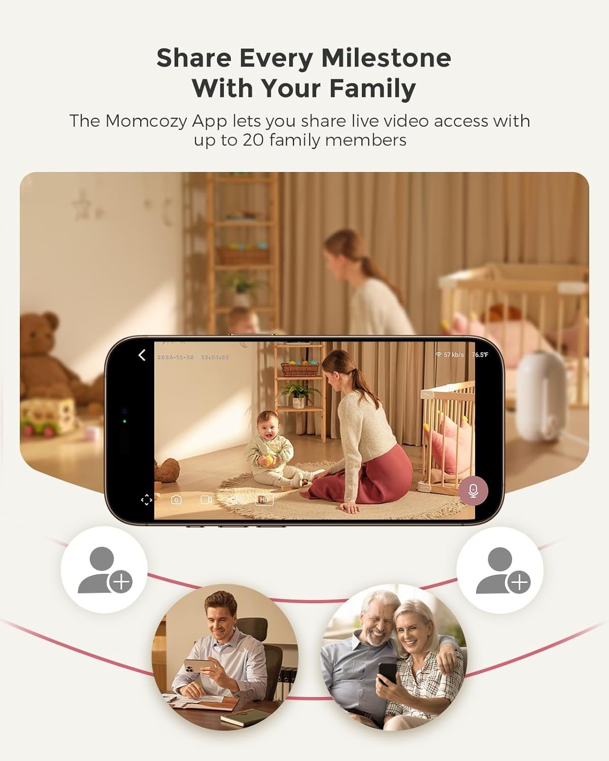 5" 1080P Smart Baby Monitor Camera with WiFi, Night Vision & Cry Detection
