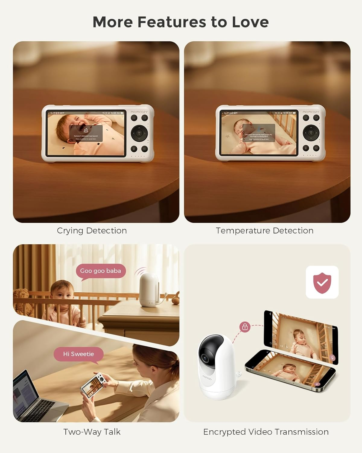 5" 1080P Smart Baby Monitor Camera with WiFi, Night Vision & Cry Detection