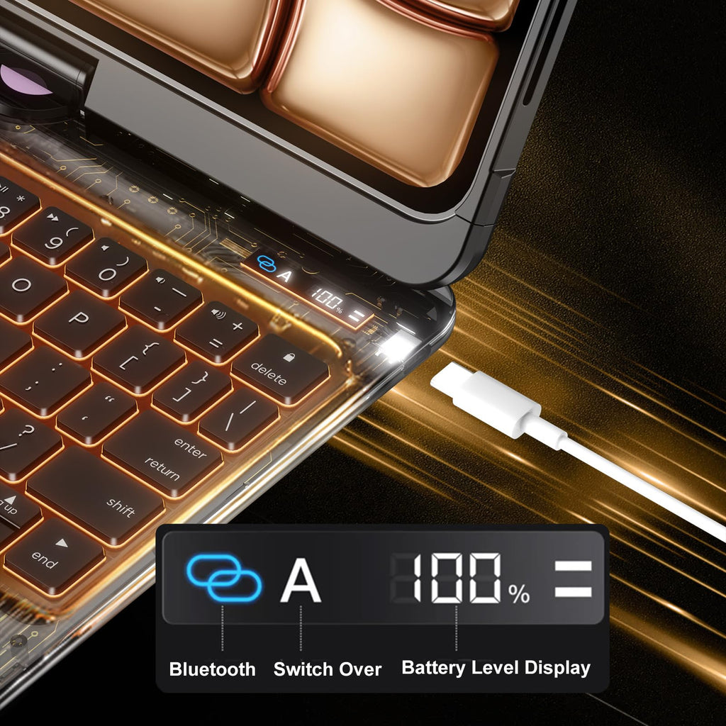 En 101 360° Transparent iPad Keyboard Case
