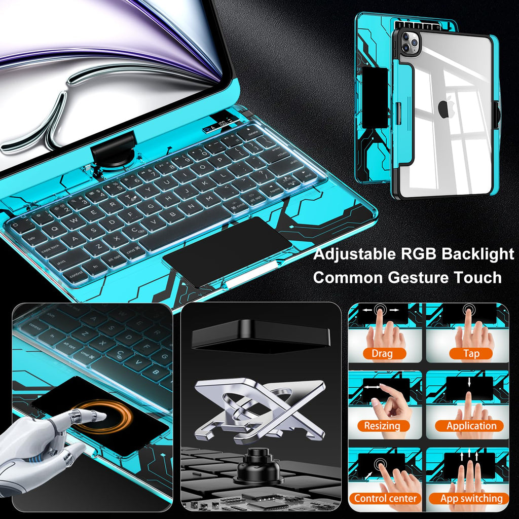 En 102 360° Transparent iPad Keyboard Case