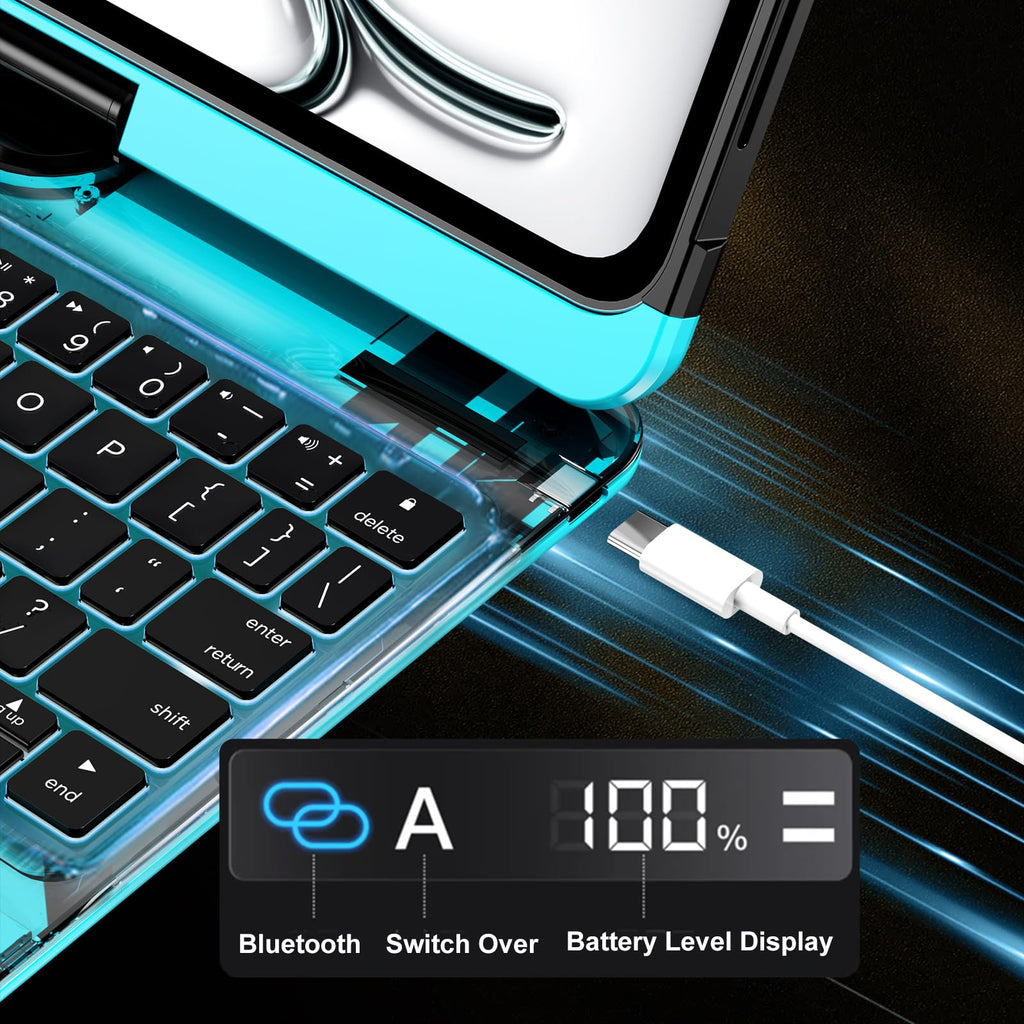 En 102 360° Transparent iPad Keyboard Case