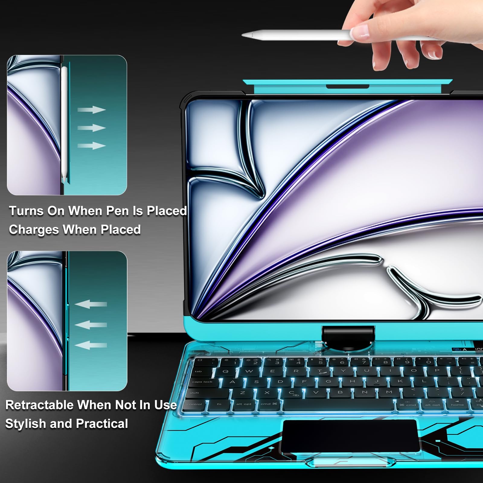 En 102 360° Transparent iPad Keyboard Case