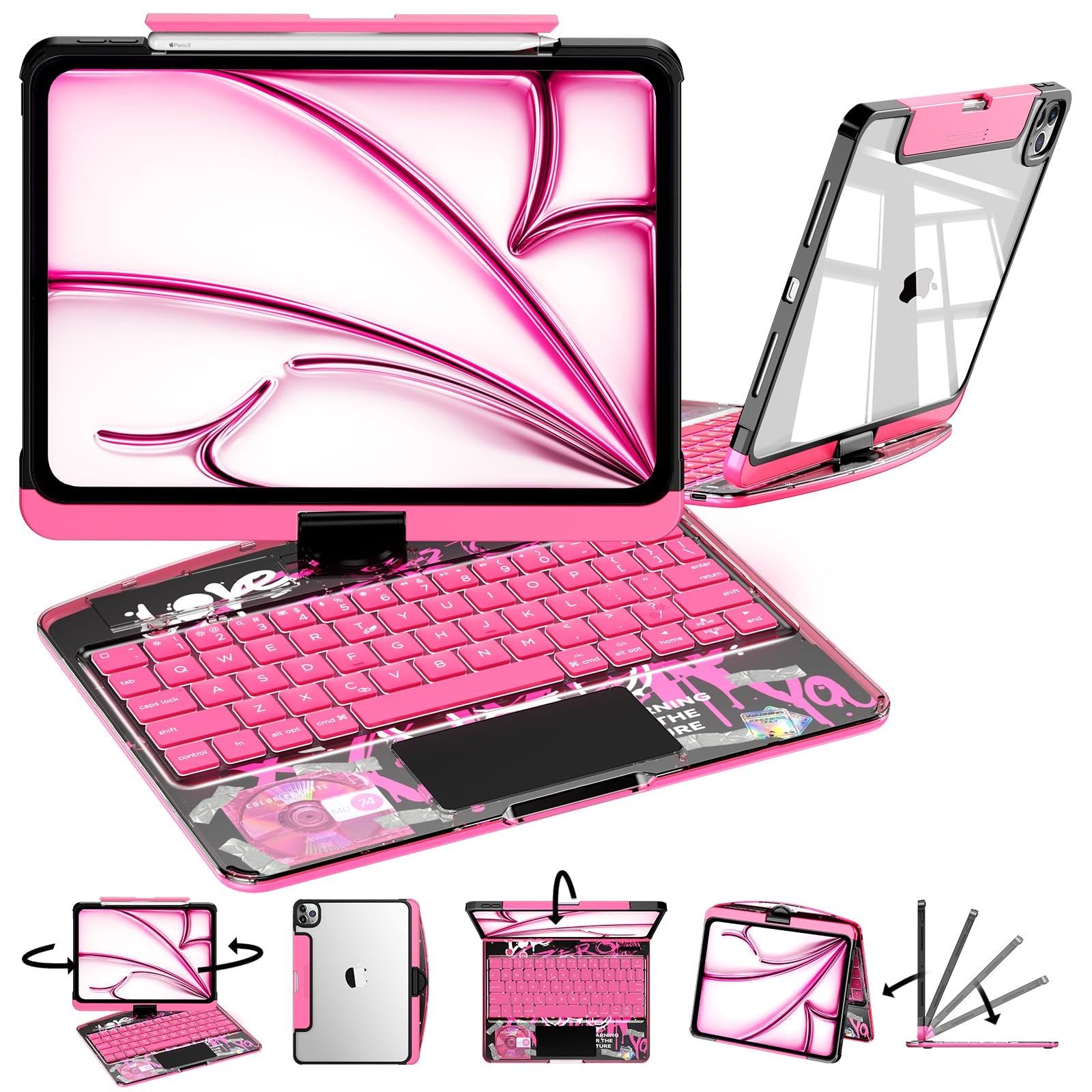 En 103 360° Transparent iPad Keyboard Case