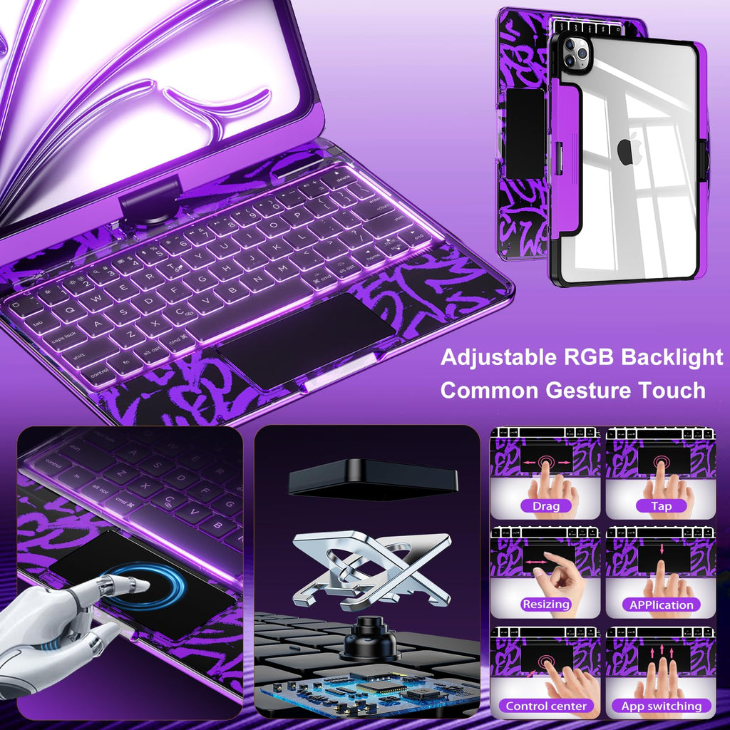 En 104 360° Transparent iPad Keyboard Case