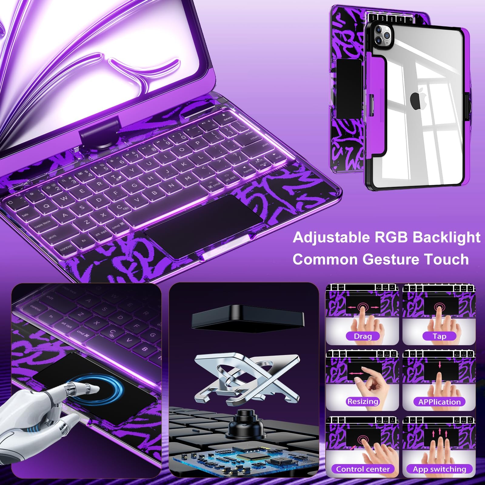 En 104 360° Transparent iPad Keyboard Case