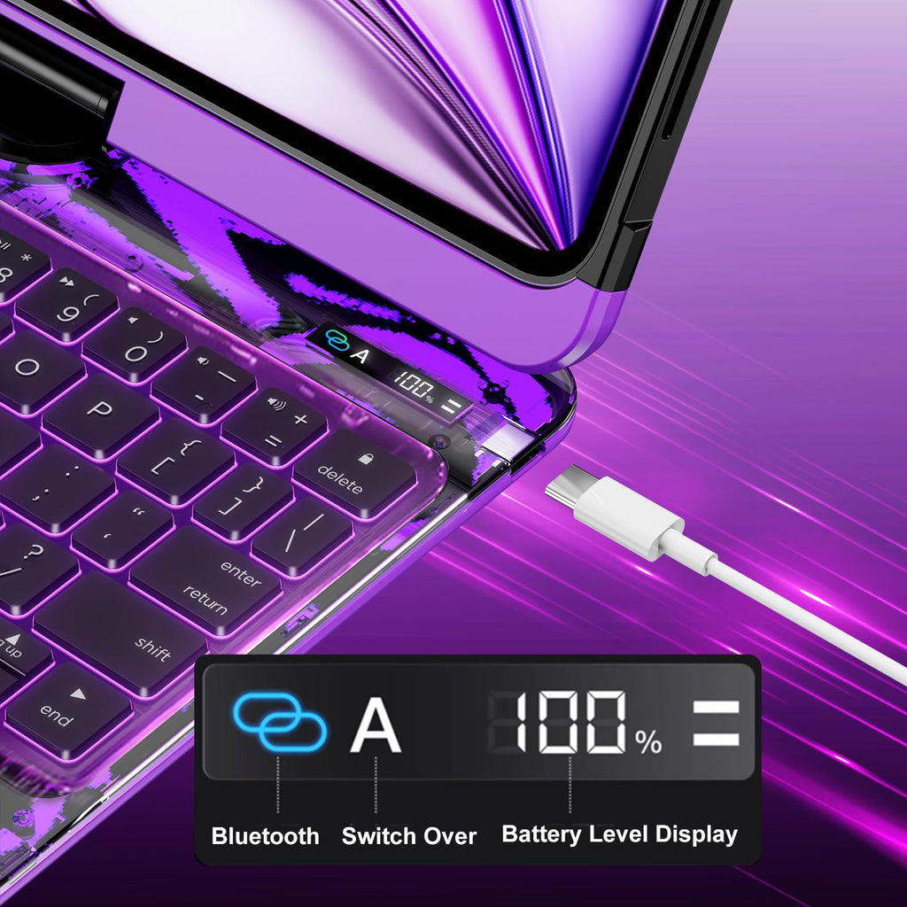 En 104 360° Transparent iPad Keyboard Case