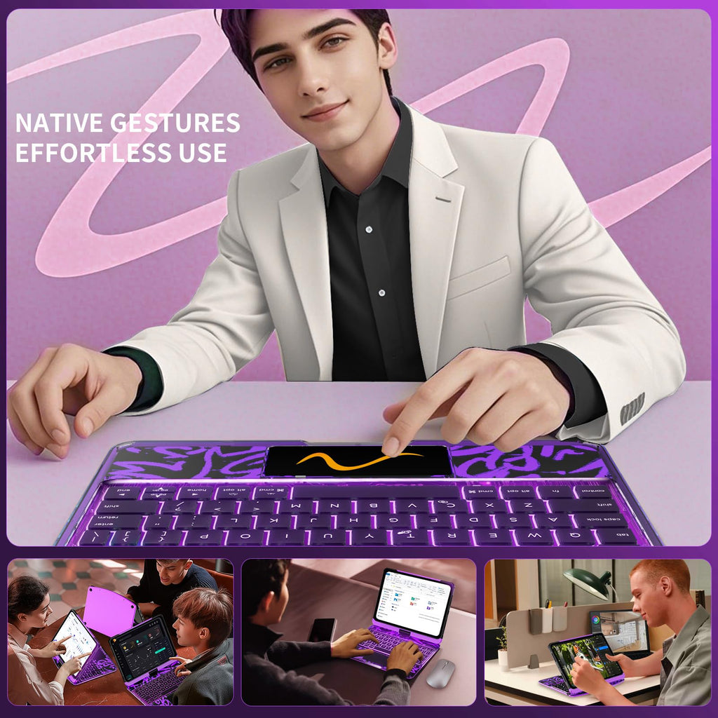 En 104 360° Transparent iPad Keyboard Case
