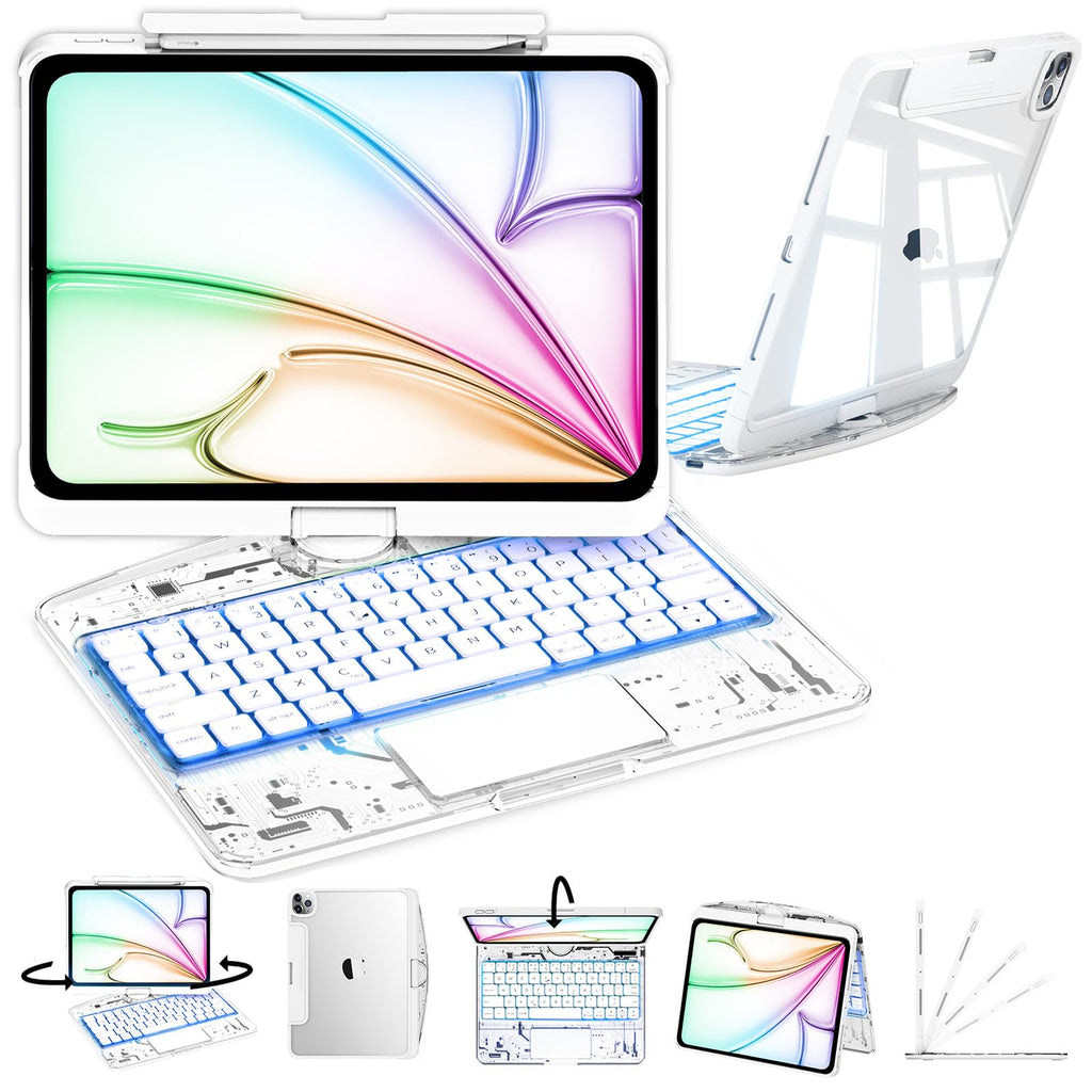 En 105 360° Transparent iPad Keyboard Case