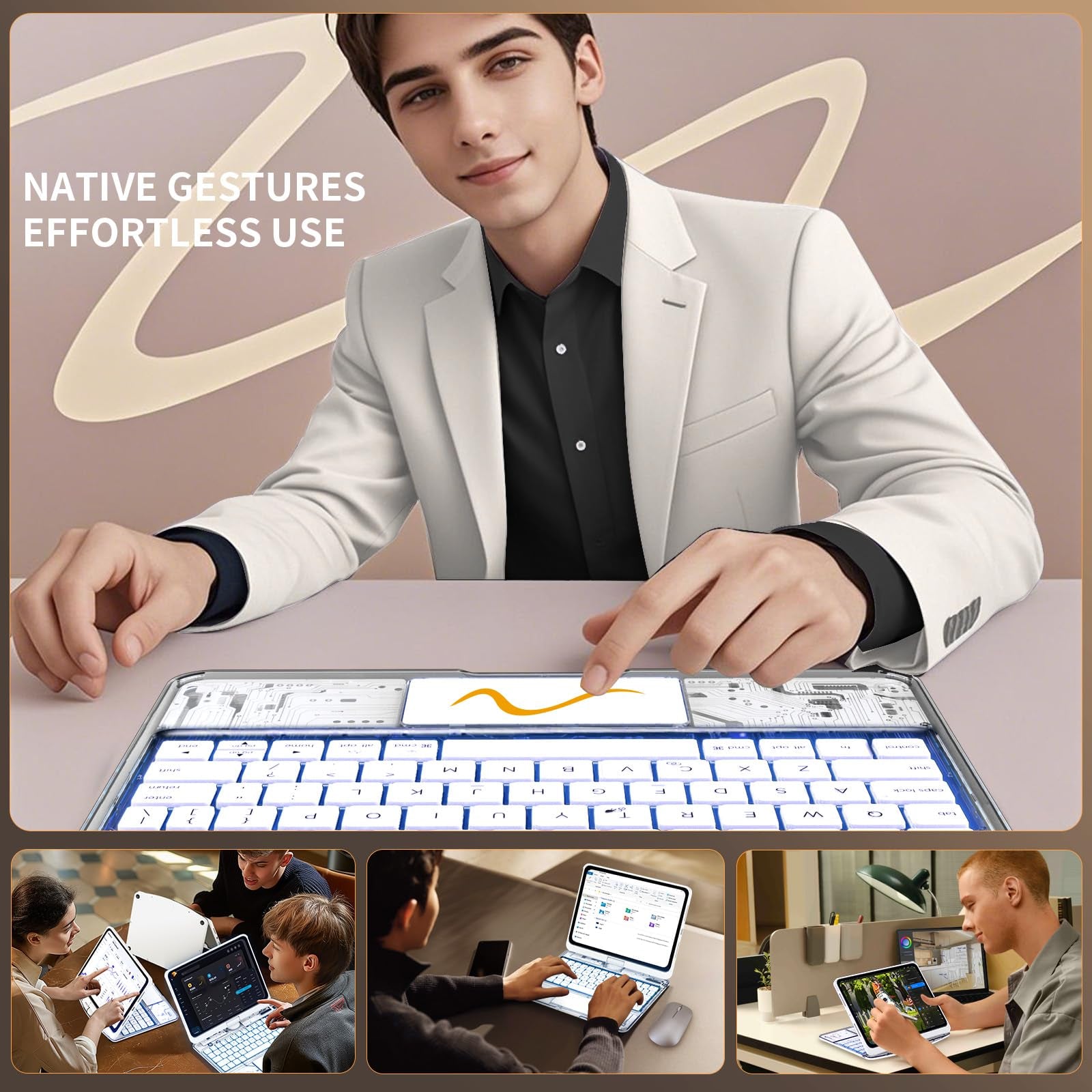 En 105 360° Transparent iPad Keyboard Case
