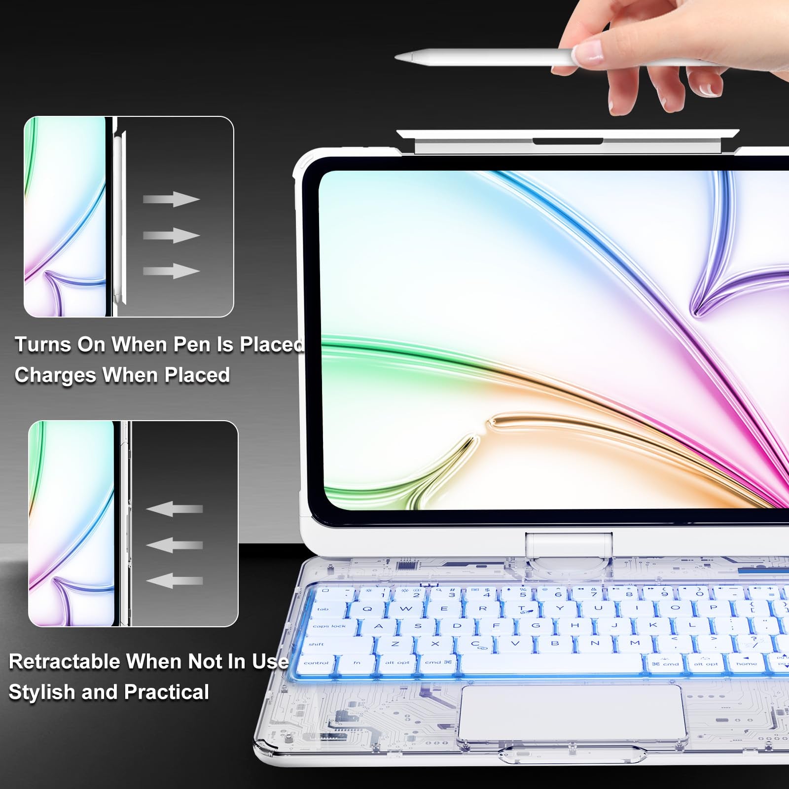 En 105 360° Transparent iPad Keyboard Case